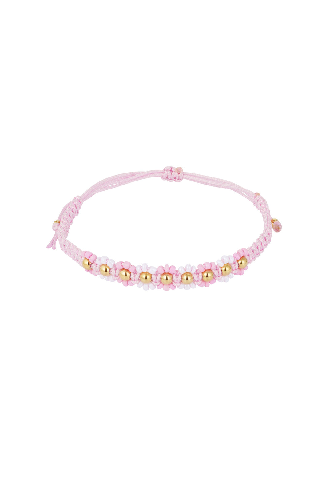 Braided Flower Bracelet - soft pink