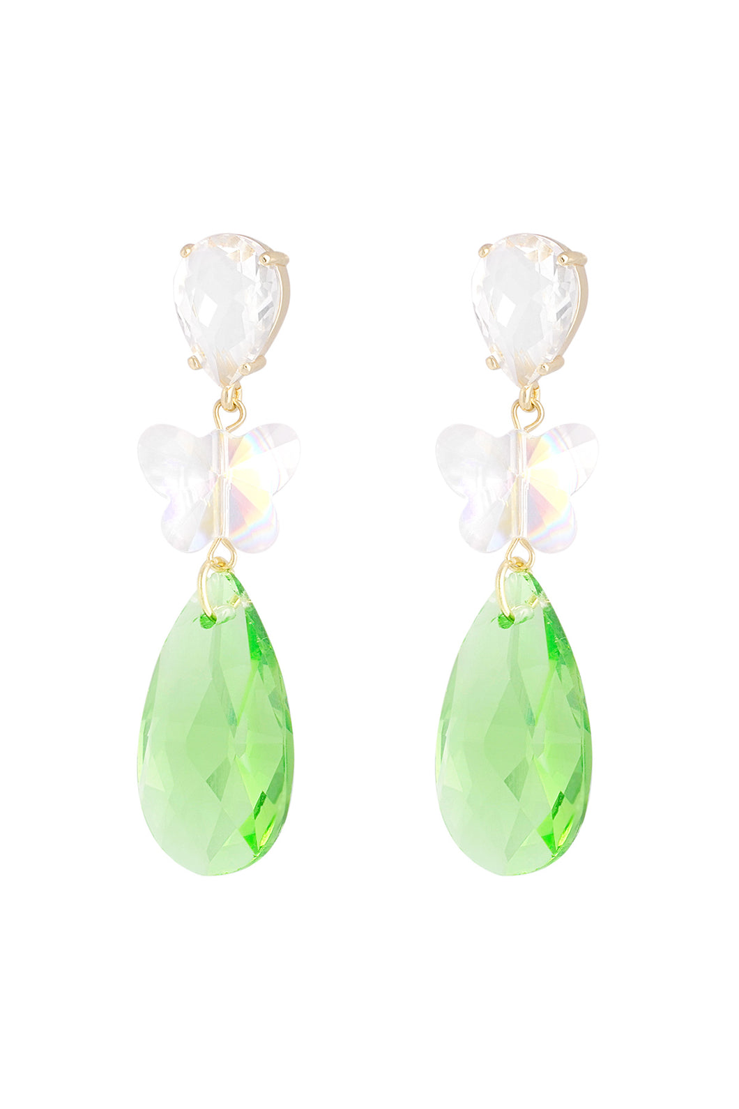 Butterfly Dream Earrings - white/green