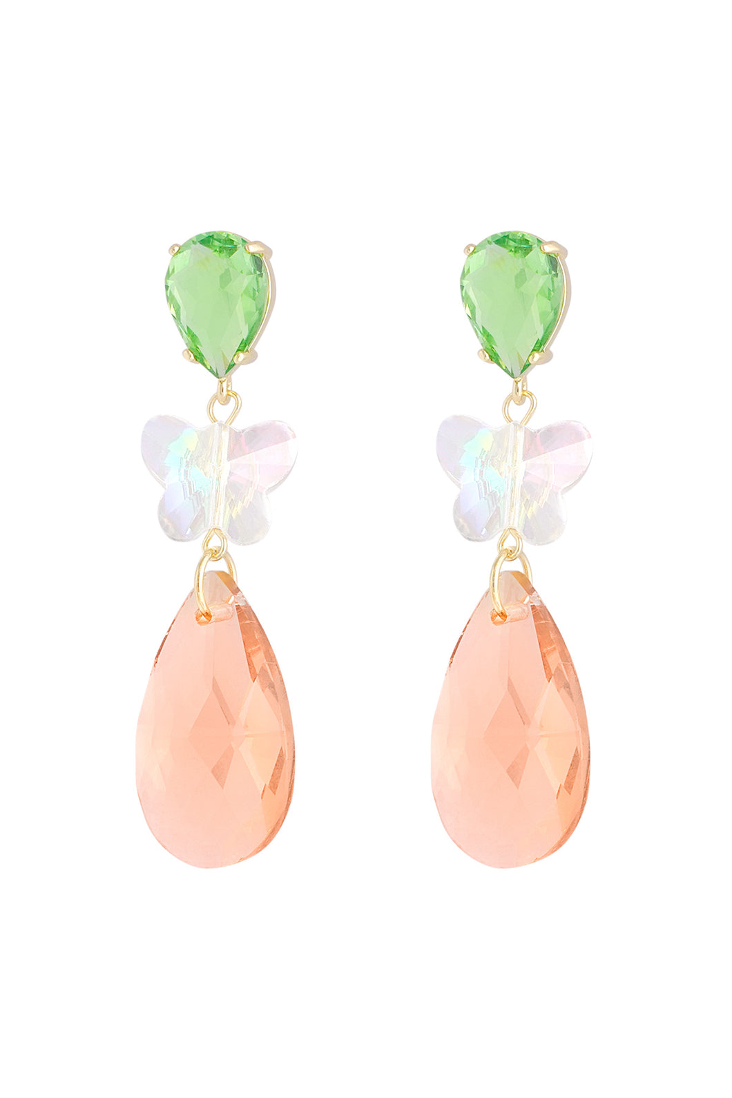 Butterfly Dream Earrings - green/orange