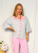 Afbeelding in Gallery-weergave laden, Short Sleeve Cardigan - blue/pink
