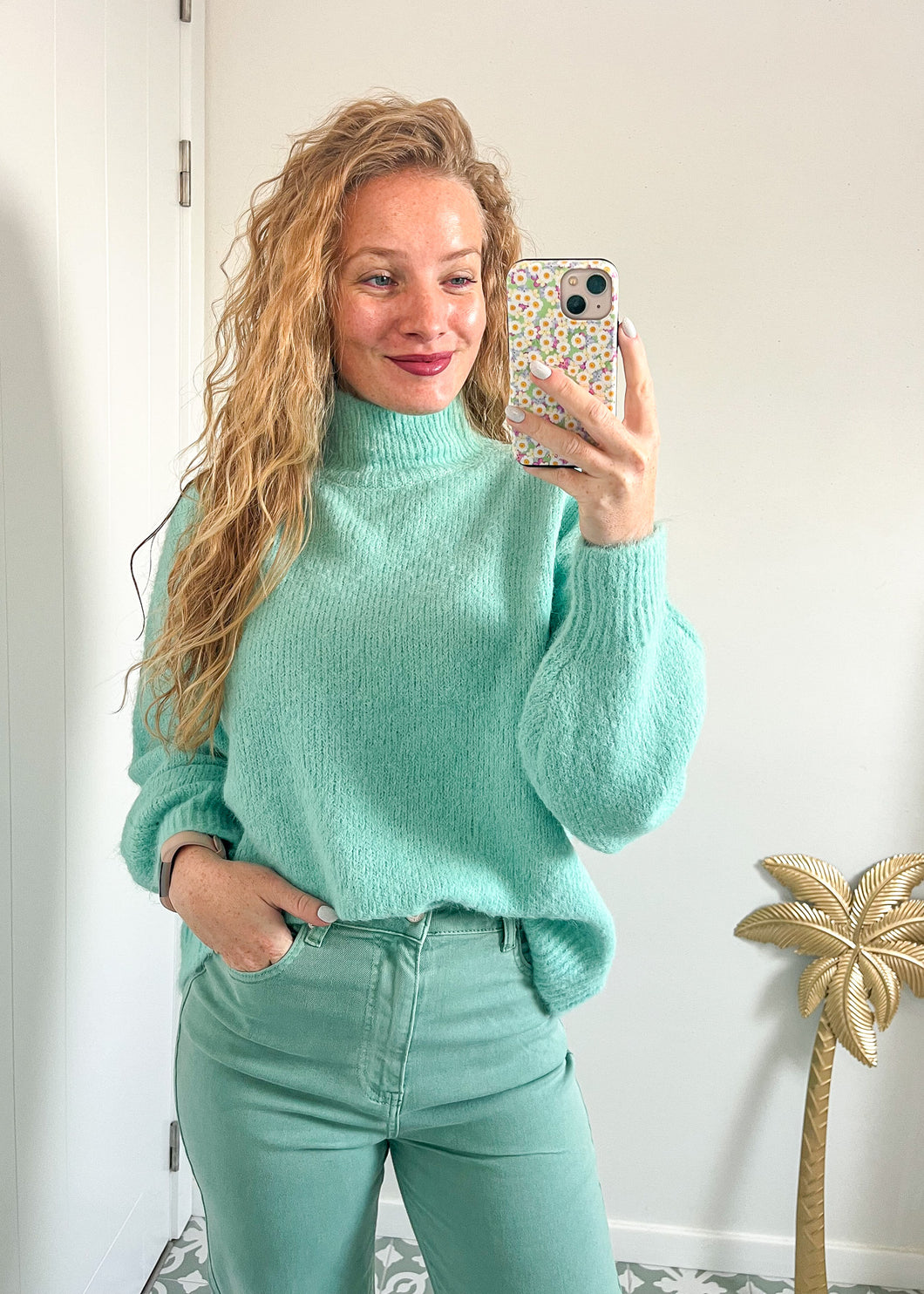 Cozy Turtleneck Sweater - turqoise