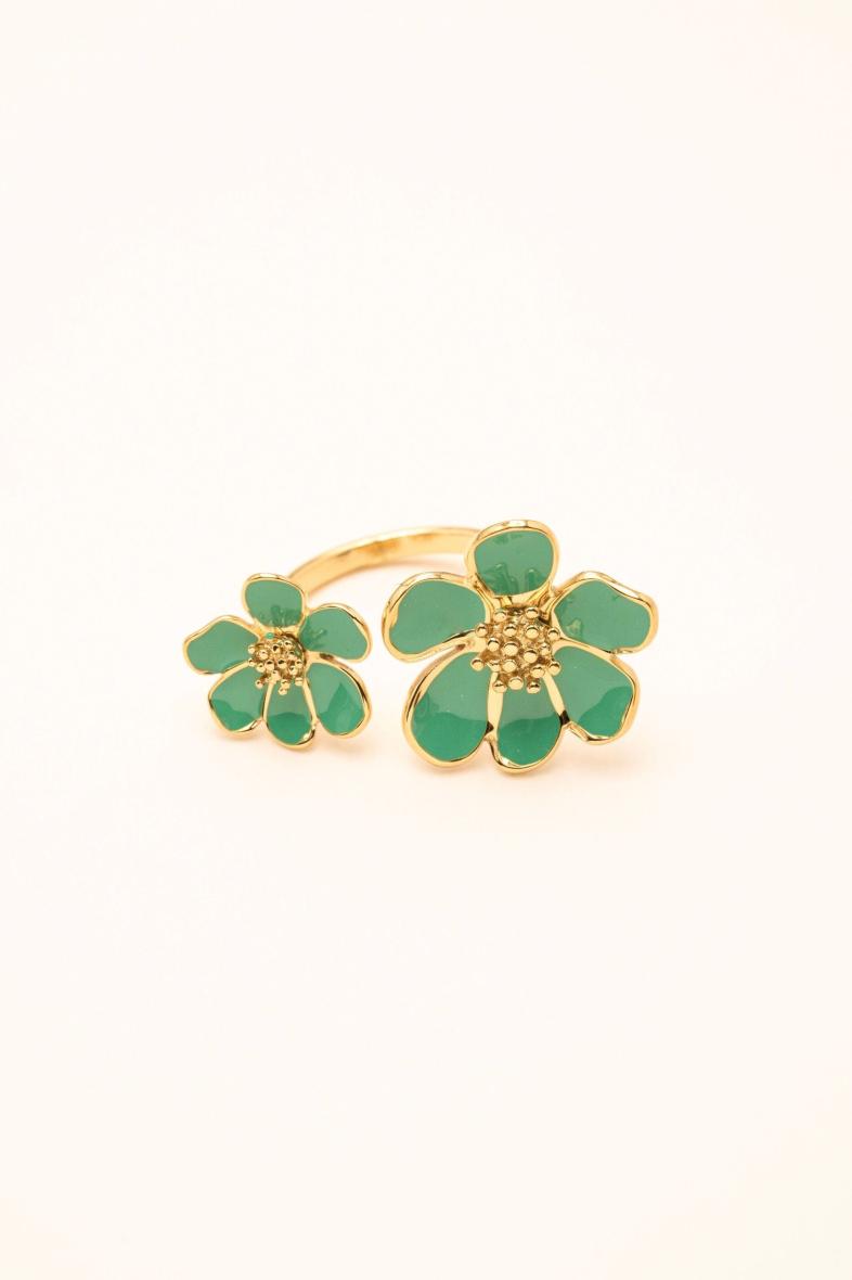 Double Flower Ring - turqoise