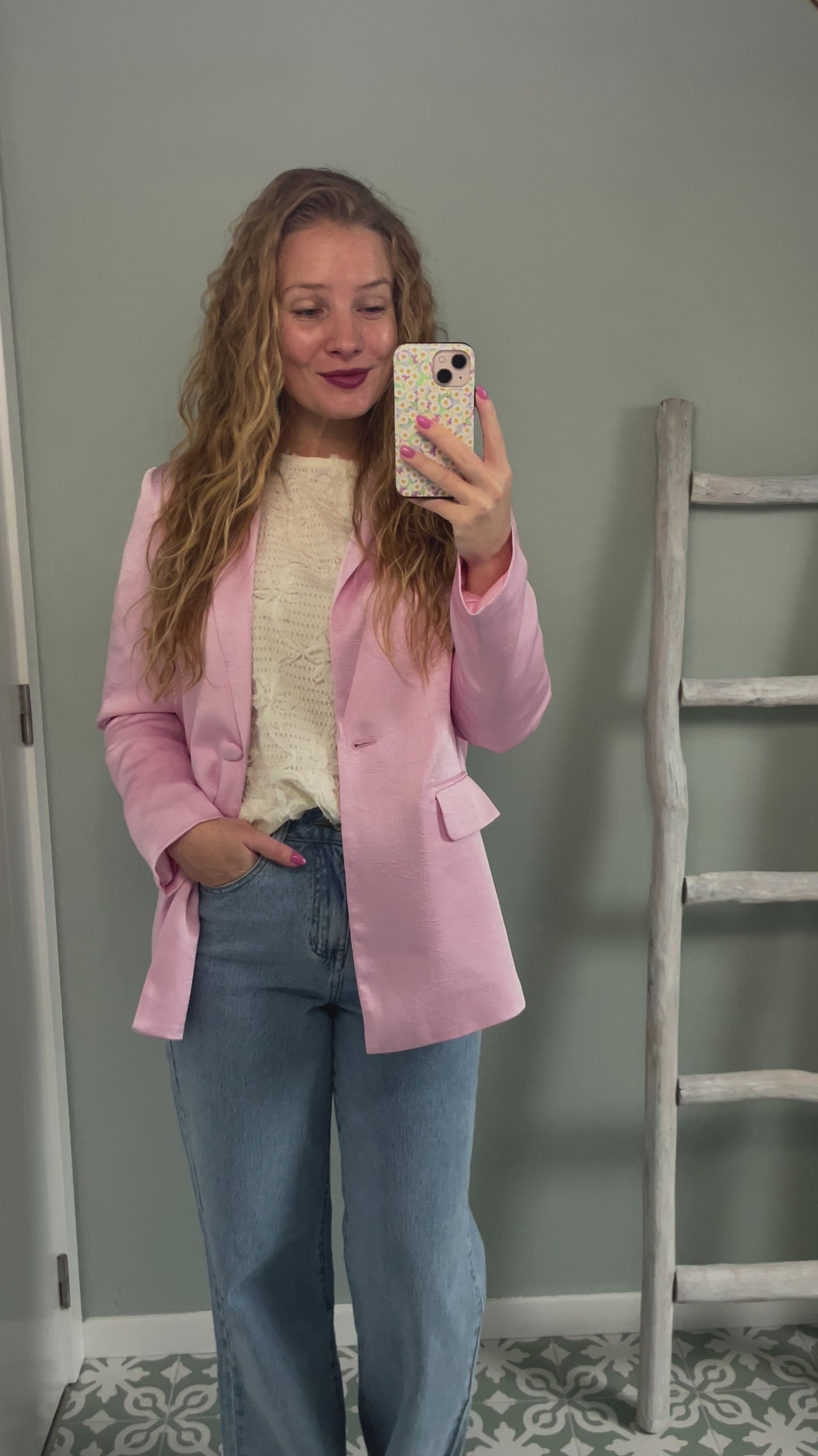 Satin Chic Blazer - pink