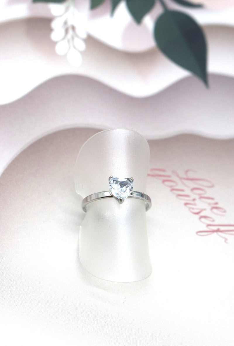 Heart Diamond Ring - silver